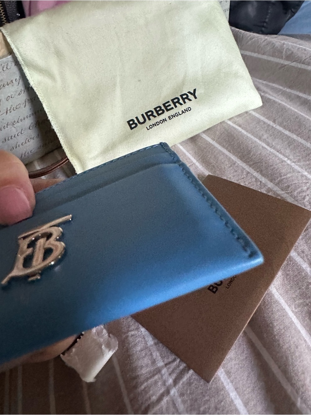 Burberry Blue Leather TB Monogram Card Holder - Picture 7 of 7